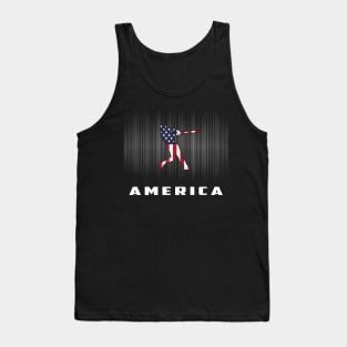 America Flag Baseball Player I Love American Men Women Tank Top